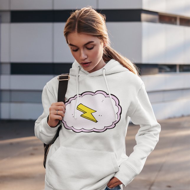 Sudadera con rayo amarillo de nube rosa (Subido por el creador)