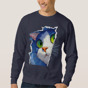 Sudadera con retrato de gato colorido – C