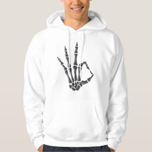 Sudadera con signo de mano de esqueleto OK