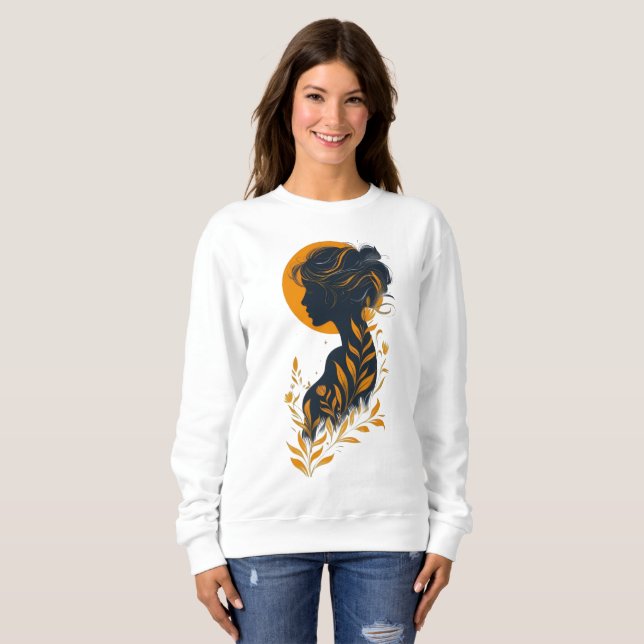 Sudadera con silueta de mujer artística (Anverso completo)