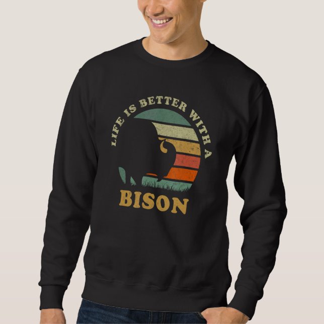 Sudadera Con un bisonte indio americano búfalo (Anverso)