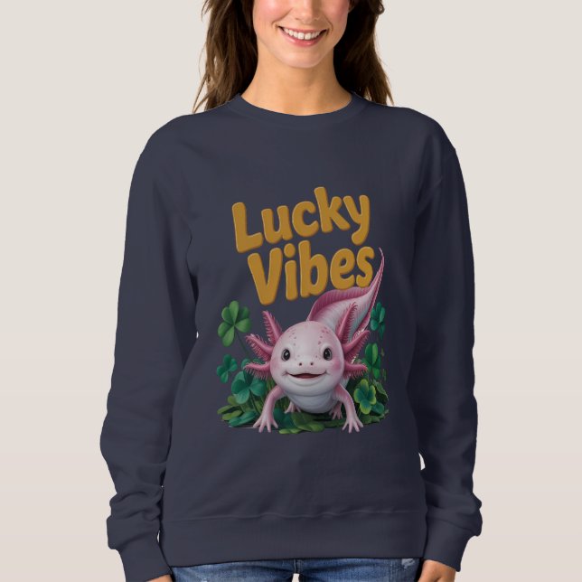 Sudadera con Vibraciones Afortunadas de Ajolote Li (Anverso)