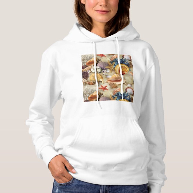 Sudadera conchas marinas en la playa (Anverso)