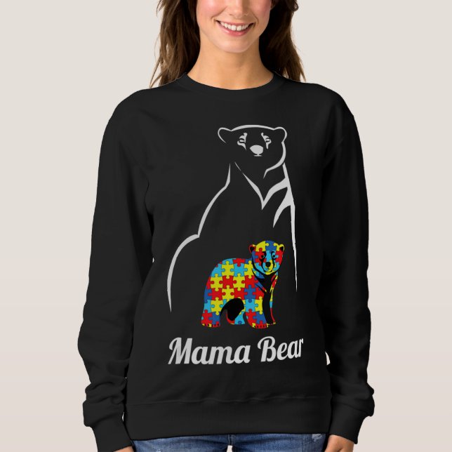 Sudadera Conciencia de autismo mamá oso mamá (Anverso)