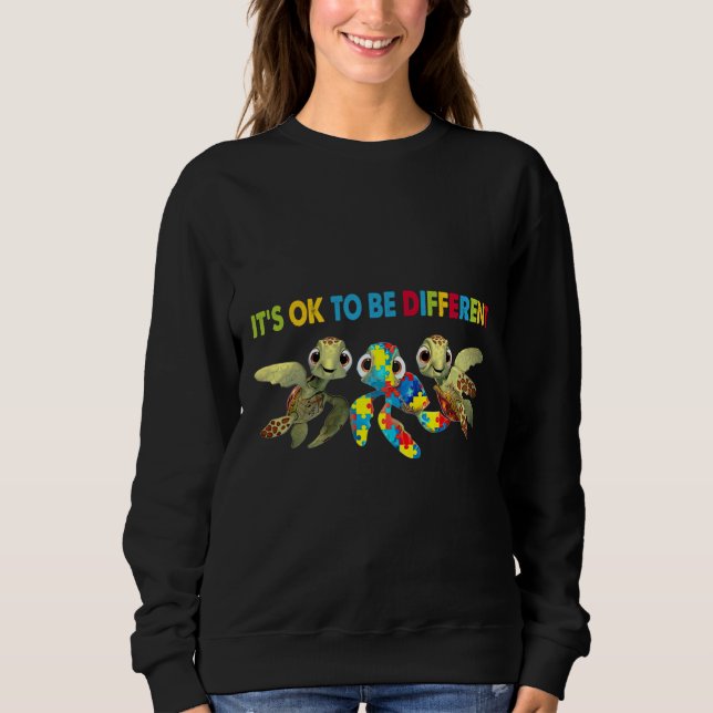 Sudadera Conciencia Del Autismo De La Tortuga Es Bueno Ser  (Anverso)