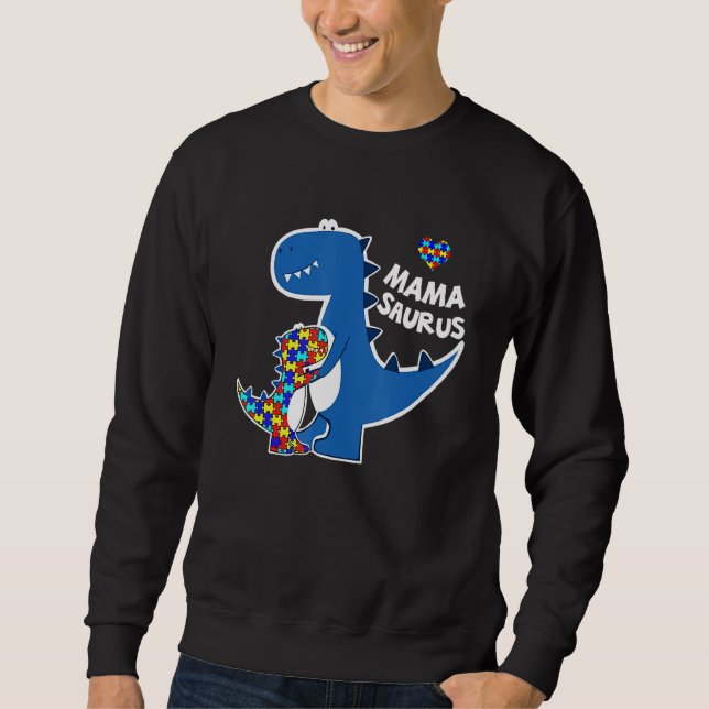 Sudadera Conciencia del autismo Mama Saurus Dinosaur (Anverso)