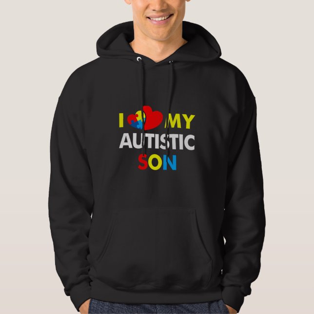 Sudadera Conciencia del autismo Me Encanta Mi Hijo Autista (Anverso)
