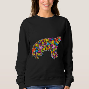 Sudadera Conciencia del autismo Miel Badger Animals Puzzle