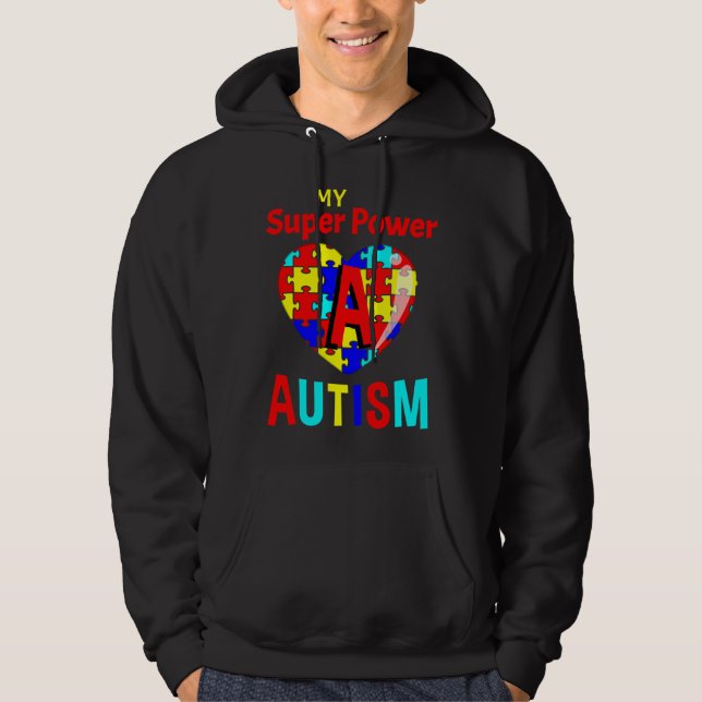 Sudadera Conciencia sobre el autismo mi autismo superpodero (Anverso)