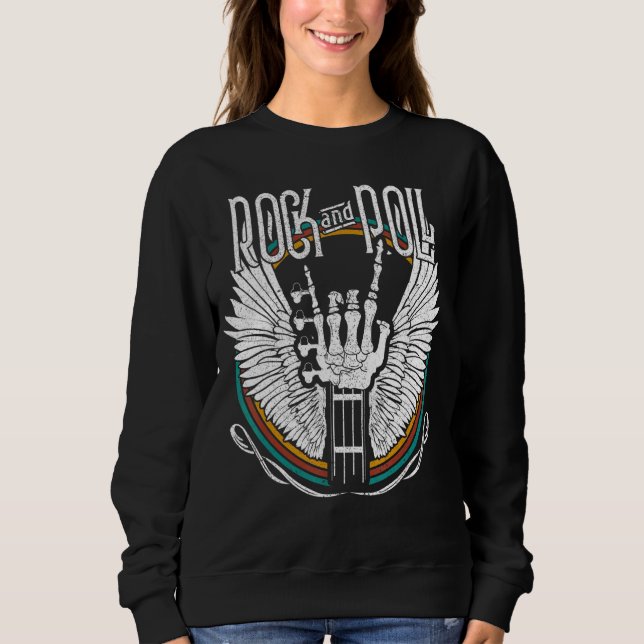 Sudadera Concierto musical Rock N Roll Skeleton Guitar Rock (Anverso)