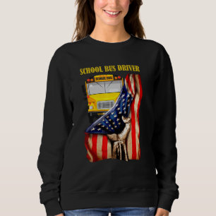 Sudadera Conductor De Autobús Escolar Bandera Estadounidens