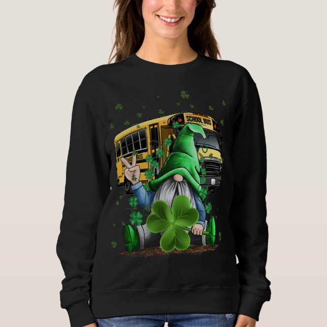 Sudadera Conductor De La Escuela Green Gnomes Y Shamrock St (Anverso)