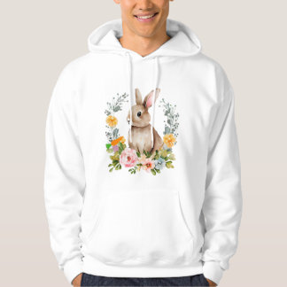 Sudadera Conejito adorable de acuarela con corona floral