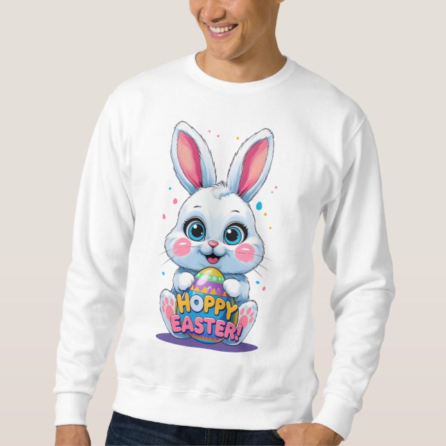 Sudadera Conejito bebé lindo sosteniendo huevo de Pascua -  (Anverso)