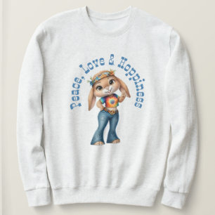 Sudadera Conejito Hippie – Paz, Amor y Alegría