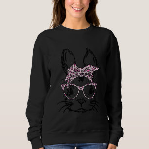 Sudadera Conejito lindo con gafas de leopardo rosado Día de