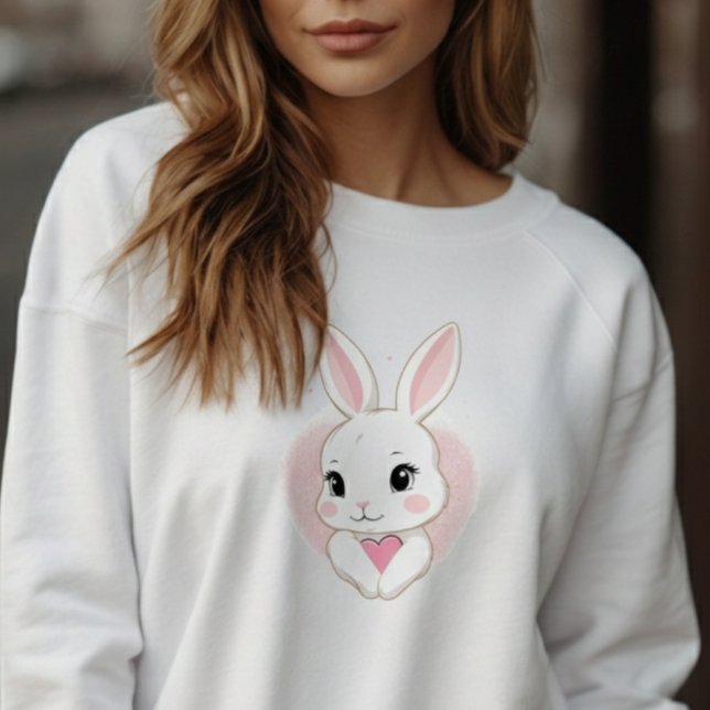 Sudadera Conejito Lindo Sosteniendo Corazón | Diseño Románt (Subido por el creador)