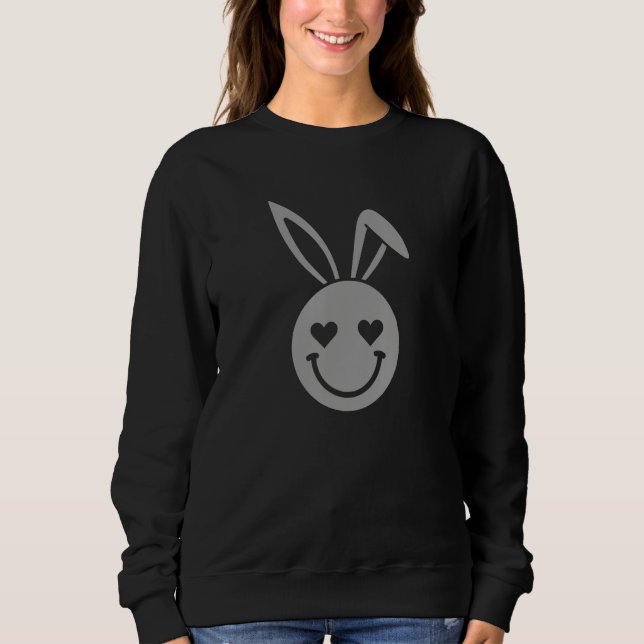Sudadera Conejito Sonriente Cara Corazón Ojos Conejo Rosa F (Anverso)
