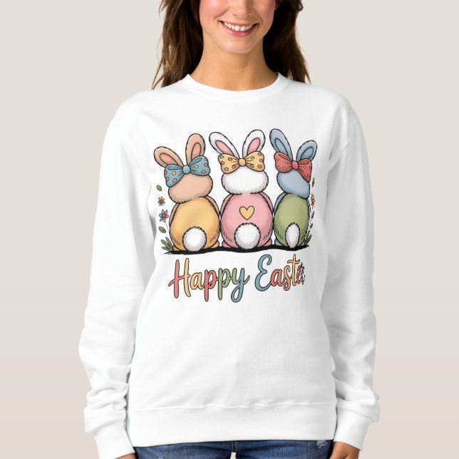 Sudadera Conejitos de Pascua pastelitos lindos | Feliz Flor (Anverso)