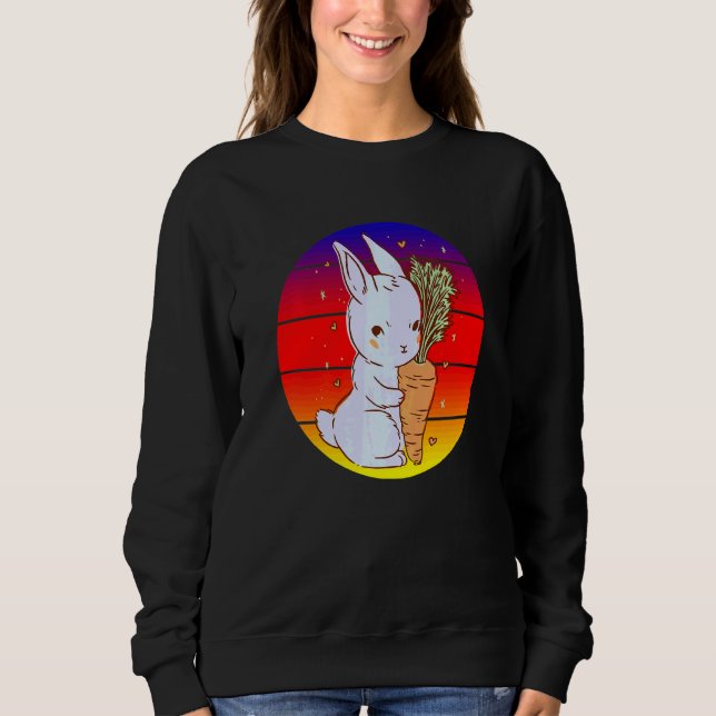 Sudadera Conejo Abrazando Zanahoria  Conejo Feliz Pascua De (Anverso)