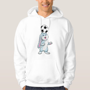 Sudadera Conejo como jugador de fútbol con bola de fútbol