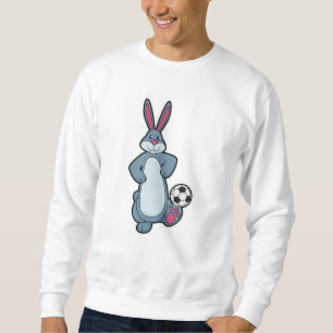 Sudadera Conejo como jugador de fútbol con bola de fútbol