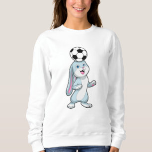 Sudadera Conejo como jugador de fútbol con bola de fútbol
