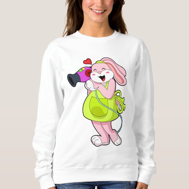 Sudadera Conejo como peluquería con secador de pelo (Anverso)