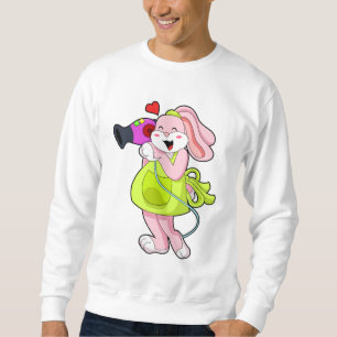 Sudadera Conejo como peluquería con secador de pelo