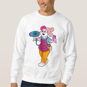 Sudadera Conejo como peluquería con secador de pelo y comb