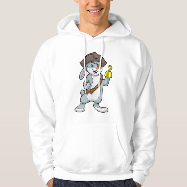 Sudadera Conejo como pirata con mano ganada y gorra pirata (Anverso)