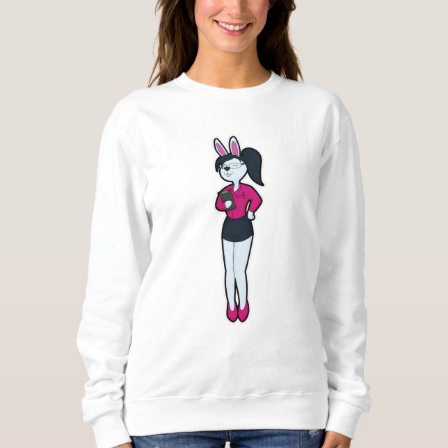 Sudadera Conejo como secretario con Notepad y Glasses (Anverso)