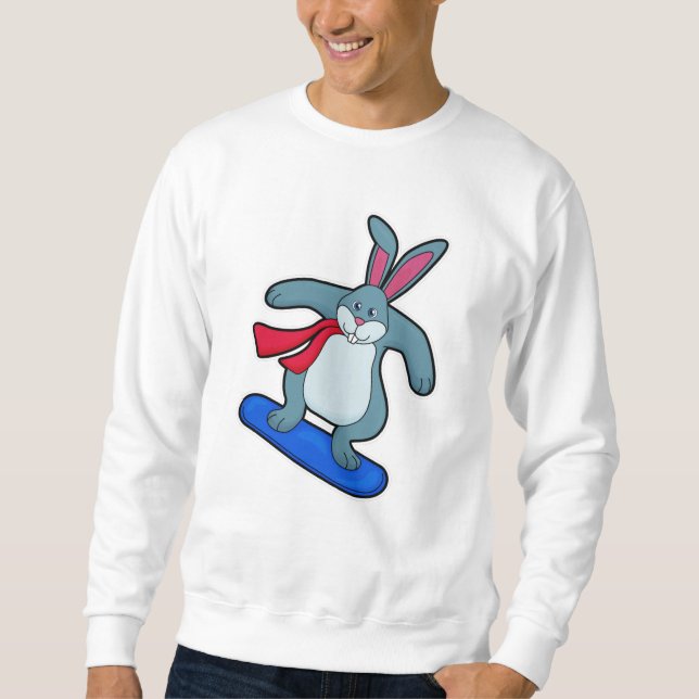 Sudadera Conejo como snowboard con Snowboard y Scarf (Anverso)