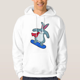 Sudadera Conejo como snowboarder con snowboard y bufanda
