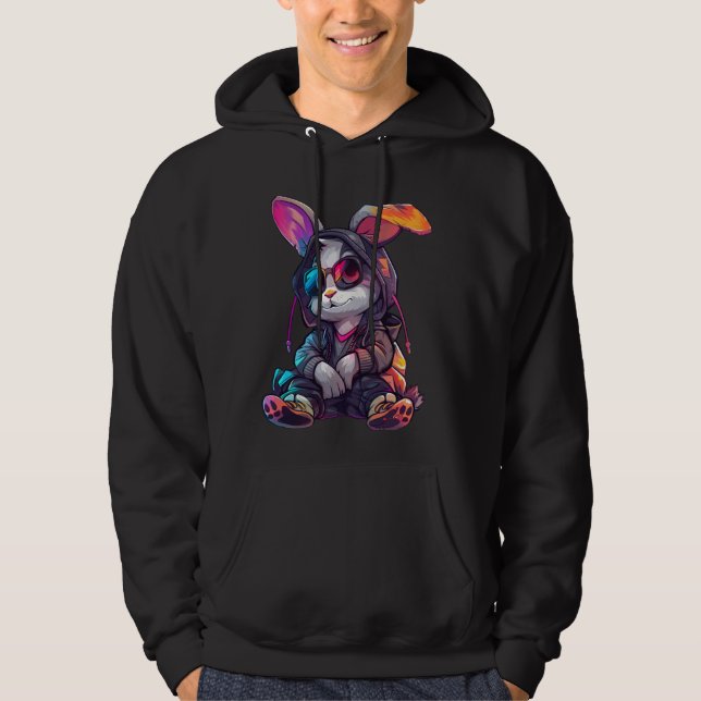 Sudadera Conejo con estilo Cyberpunk Conejo pequeño conejo  (Anverso)