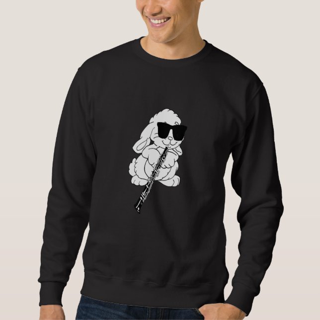 Sudadera Conejo con gafas de sol jugando al Oboe (Anverso)
