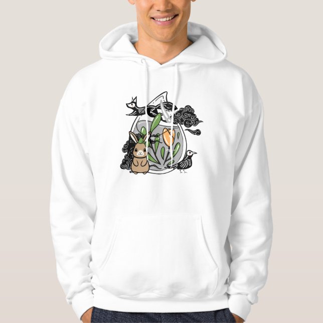 Sudadera Conejo con lazo verde y vial místico (Anverso)