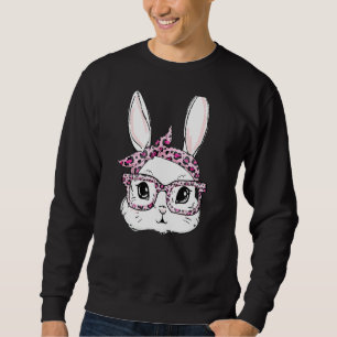 Sudadera Conejo Conejo Conejo Cara Leopardo Glasses Happy E