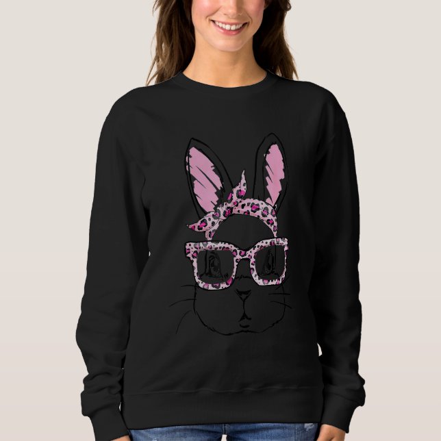 Sudadera Conejo Cute Conejo Bunny Face Leopardo Glasses Cab (Anverso)
