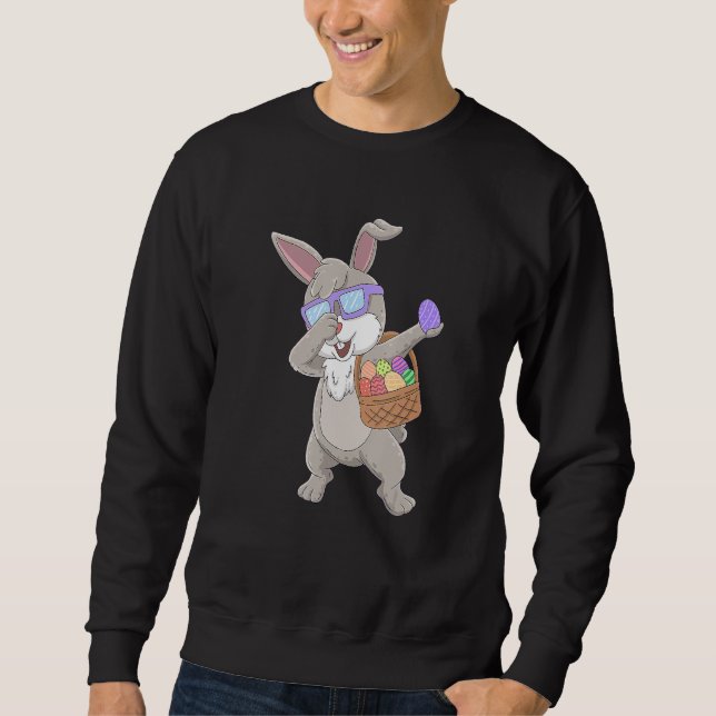 Sudadera Conejo Dabbing Bunny Egg Happy Easter Boys Chicas  (Anverso)