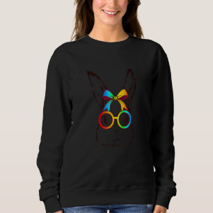 Sudadera Conejo de conejo lindo Face Tie Dye Glass Happy Ea