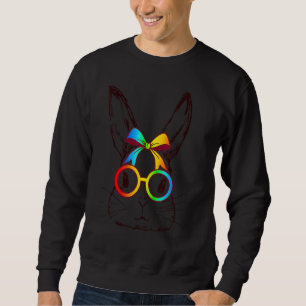 Sudadera Conejo de conejo lindo Face Tie Dye Glass Happy Ea