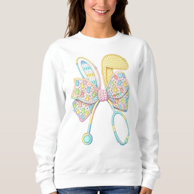Sudadera Conejo de enfermera de Pascua de ganchillo de lana (Anverso)