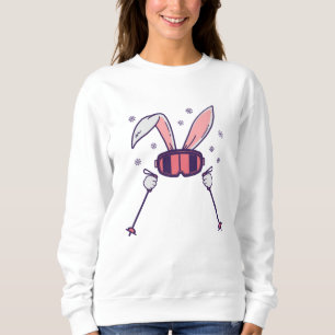 Sudadera Conejo de esquí con bastones de esquí y gafas de e