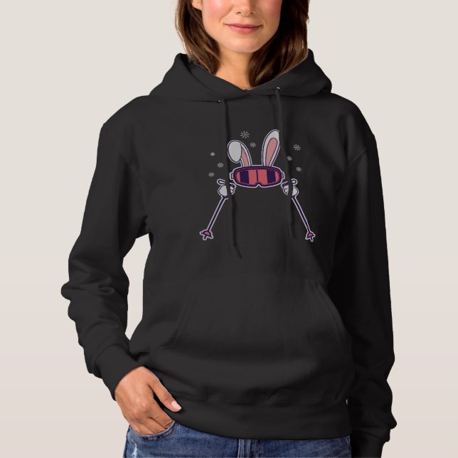 Sudadera Conejo de esquí con bastones de esquí y gafas de e (Anverso)