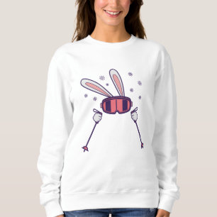 Sudadera Conejo de esquí con bastones de esquí y gafas de e