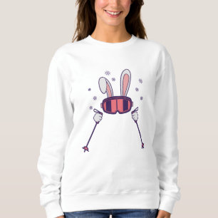 Sudadera Conejo de esquí con bastones de esquí y gafas de e