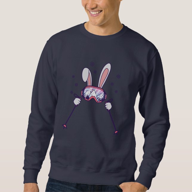 Sudadera Conejo de esquí con bastones de esquí y gafas de e (Anverso)