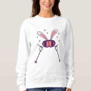 Sudadera Conejo de esquí con bastones de esquí y gafas de e