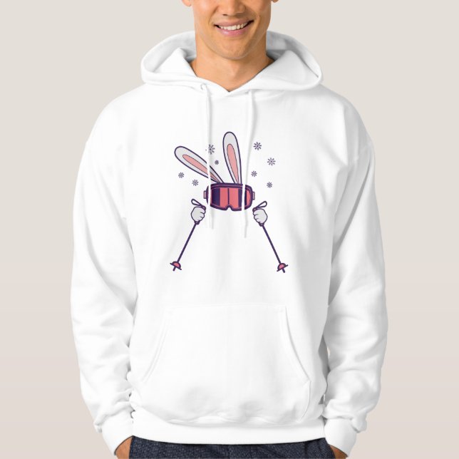 Sudadera Conejo de esquí con bastones de esquí y gafas de e (Anverso)
